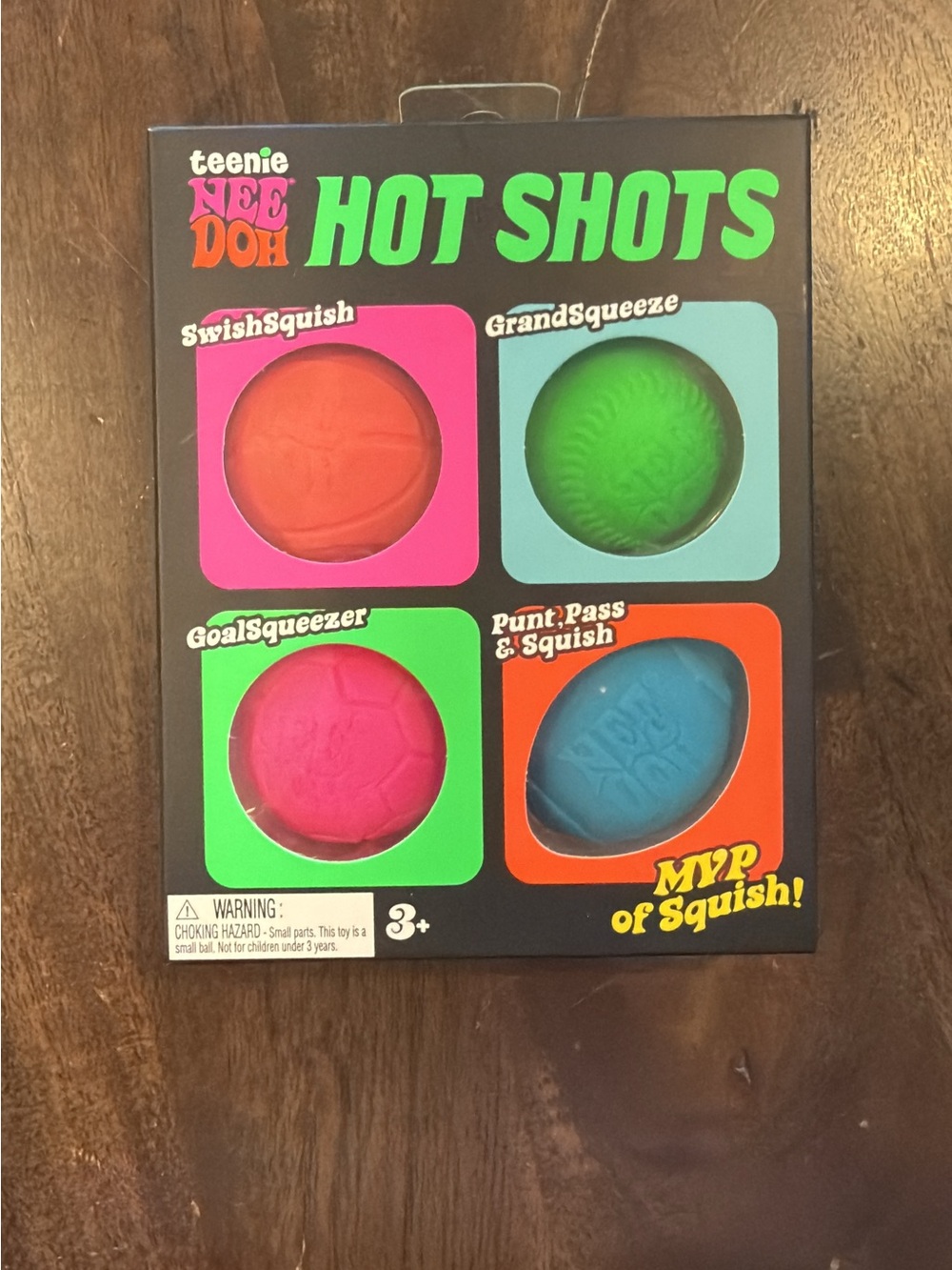 Hot Shots 4-Pack Squishy Sports Stress Balls - Orange, Green, Pink, Blue